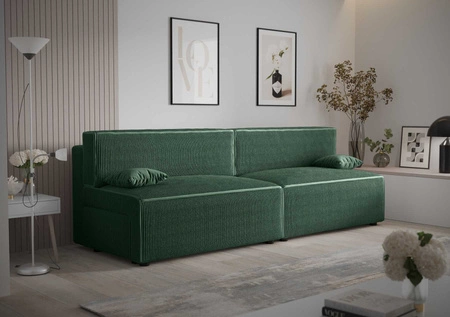 Kanapa rozkładana Brandon XL zielona nowoczesny design i szeroka funkcjonalność trójwymiarowa tkanina o wyrazistych prążkach
