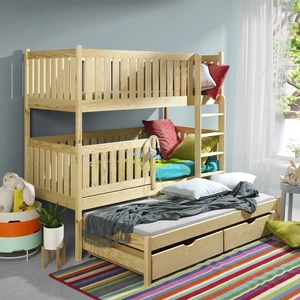 Łóżko piętrowe Olek 3 osobowe 90x200 idealne do pokoju dziecka zapewnia wygodne miejsce do spania nie zajmując dużej powierzchni