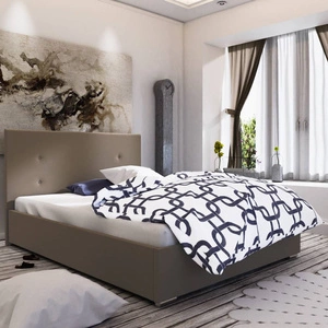 Łóżko tapicerowane Reus 180x200 ciemny beż z zagłówkiem w nowoczesnym stylu idealne do sypialni