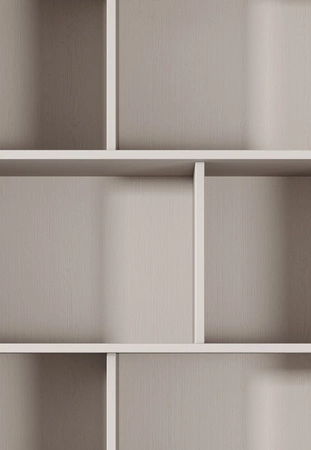 Regał Lante 88 cm beżowy elegancki regał z szufladami designerskie ryflowania na frontach metalowe złote uchwyty krawędziowe