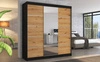 Szafa przesuwna z lustrem Bergen 200 cm czarny / dąb artisan klasyczna forma dekoracyjne listwy na frontach szafy do sypialni