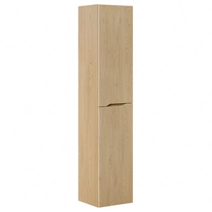 Słupek łazienkowy wiszący Nordic Cremona 35 cm dąb cremona designerska szafka z subtelnym ryflowaniem asymetryczny frezowany uchwyt