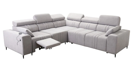 Narożnik z funkcją spania Castel III Lux brązowy lewostronny niezwykle komfortowy narożnik do salonu z wysuwanym podnóżkiem