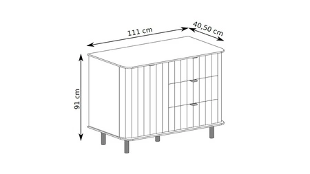 Komoda z szufladami Novado 111 cm biel alpejska funkcjonalna i estetyczna komoda do salonu lub sypialni stylowe pionowe frezowania