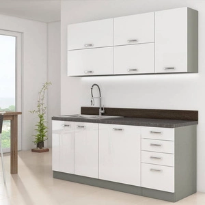 Zestaw mebli kuchennych Bianka 180 cm fronty w połysku niepowtarzalny styl szafek dopasuje się do wnętrza każdej kuchni