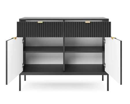 Komoda z szufladami Lovro 104 cm czarna nowoczesny design zachwyci miłośników wyrazistych wnętrz