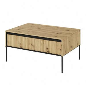Stolik kawowy Trend dąb artisan elegancki design stolik z charakterystycznym ryflowanym frontem osadzony na metalowych nogach