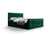 Łóżko kontynentalne Manhattan 160x200 butelkowa zieleń w nowoczesnym skandynawskim stylu z tapicerowanym zagłówkiem i zanóżkiem