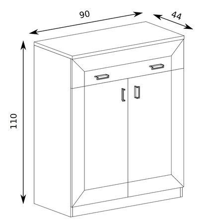 Komoda z szufladą Tade 90 cm dąb lefkas gustowny styl idealna komoda z metalowymi uchwytami w stylu klasycznym do salonu lub biura