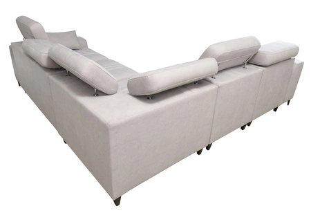 Narożnik z funkcją spania Castel III Lux szary popiel lewostronny niezwykle komfortowy narożnik do salonu z wysuwanym podnóżkiem