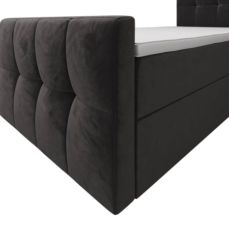 Łóżko kontynentalne Manhattan 100x200 szare w nowoczesnym skandynawskim stylu z tapicerowanym zagłówkiem i zanóżkiem łóżko z pojemnikiem