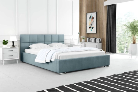 Łóżko tapicerowane Costa 160x200 błękitne stylowe łóżko z pojemnikiem na pościel wygodny zagłówek zachwyca eleganckim designem