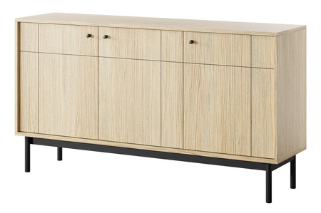 Zestaw mebli Modesta dąb linea minimalistyczny design podkreślony modną kolorystyką wysokie drewniane nogi metalowe uchwyty