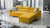 Narożnik z funkcją spania Savona żółty prawostronny wygodny i elegancki narożnik z regulowanymi zagłówkami dekoracyjne przeszycia 