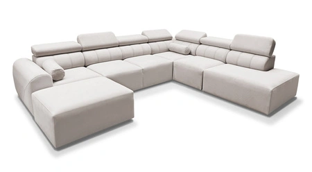 Narożnik z funkcją spania Cantare X ciemny beż lewostronny wygodny narożnik o niebanalnym designie doskonały do przestronnego salonu