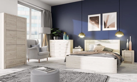 Szafa narożna Indiana kraft biały elegancka stylistyka mebla wzbogacona o subtelne srebrne uchwyty idealna szafa do sypialni czy garderoby