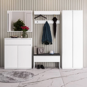 Zestaw mebli do przedpokoju Simply biały funkcjonalna garderoba w stylu klasycznym prosta konstrukcja dopasuje się do każdej aranżacji