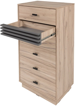 Komoda z szufladami Estan 60 cm dąb estana jasny / antracyt nowoczesny design mebla wysoka jakość wykonania obrzeża komody wykończone specjalną okleiną