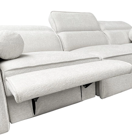 Narożnik z funkcją spania Viano III Lux kremowy lewostronny nowoczesny narożnik do salonu z wysuwanym podnóżkiem pojemnik na pościel