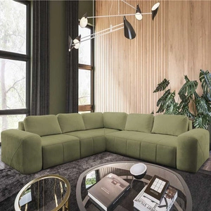 Narożnik z funkcją spania Bovec III oliwkowy lewostronny niezwykle stylowy narożnik rozkładany doskonały do przestronnego salonu