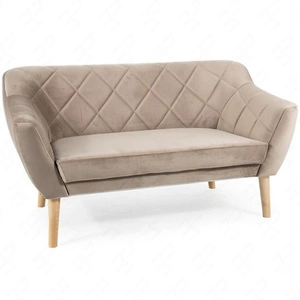 Sofa Karo ciemny beżowy prosta i stylowa sofa wpisująca się w każdą aranżację sofa z drewnianymi nogami w kolorze bukowym