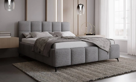 Łóżko tapicerowane Olne 160x200 szare stylowe łóżko z pojemnikiem na pościel wygodny zagłówek zachwyca eleganckim designem