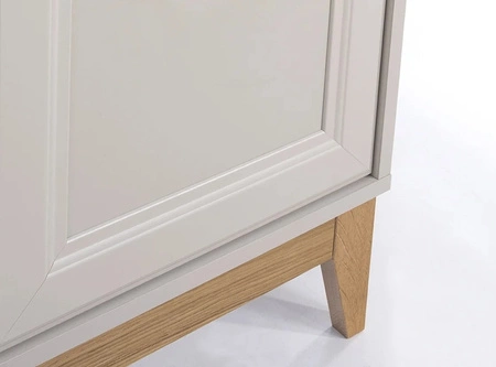 Komoda z szufladami Windsor 136 cm beżowy / dąb elegancki design komoda wsparta na drewnianych dębowych nogach uchwyty w kolorze miedzi