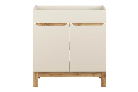 Szafka pod umywalkę Bali 80 cm beżowy / dąb wotan nowoczesna szafka do łazienki osadzona na stabilnych nogach oryginalny design