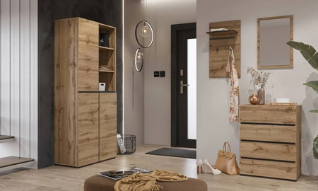 Zestaw mebli do przedpokoju Cross dąb wotan nowoczesny design funkcjonalna oraz praktyczna garderoba do przedpokoju