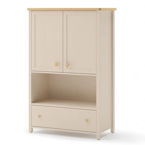 Komoda wysoka Story 85 cm beżowy / dąb vincenza bielona komoda z szufladą elegancki design połączony z wysoką jakością wykonania