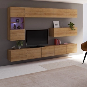 Meblościanka Apulia IV dąb złoty wyjątkowo stylowa meblościanka proste bryły wpisujące się w każde wnętrze