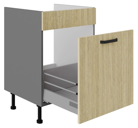 Szafka kuchenna pod zlewozmywak z szufladą Chevron 60 ZL 1S BB fronty z ozdobnym dekorem jodełki szafka odporna na działanie wilgoci