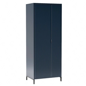 Szafa Linka 80 cm indigo nowoczesny design wzór w postaci frezowanych ryfli na drzwiach szafy uchwyty krawędziowe wysoka podstawa