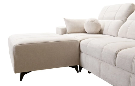 Narożnik z funkcją spania Penejos XII Lux oliwkowy lewostronny stylowy narożnik rozkładany z komfortowym wysuwanym podnóżkiem