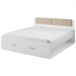 Łóżko z szufladą Galaxy 180x200 cm abisko ash to idealne łóżko do sypialni z częściowo tapicerowanym zagłówkiem