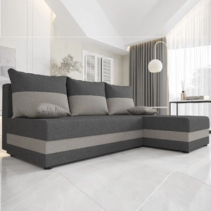 Narożnik z funkcją spania Bowers grafitowy / szary prawostronny narożnik z pojemnikiem na pościel gwarancja najwyższego komfortu