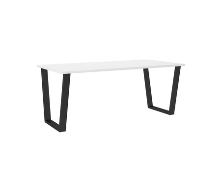 Stół Woburn 185x90 cm biały / czarny prosta forma mebla wzbogacona o stylowe czarne nogi w stylu loftowym blat odporny na rozlanie cieczy