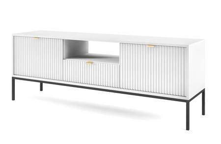 Szafka RTV Lovro 154 cm biała nowoczesny design zachwyci miłośników wyrazistych wnętrz
