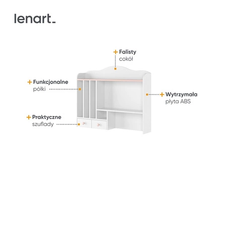 Nadstawka do biurka Luna 110 cm biały / różowy sekretarzyk z półkami funkcjonalny dodatek do uporządkowania strefy nauki