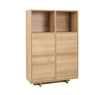Komoda wysoka Noma 102 cm dąb riviera elegancka stylistyka prosta forma mebla wpisująca się w każde wnętrze fronty komody z systemem push to open