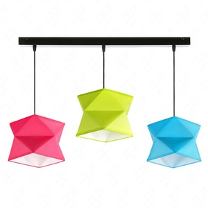 Lampa wisząca potrójna Quasar designerska lampa sufitowa do sypialni z kolorowymi abażurami i czarną metalową podstawą