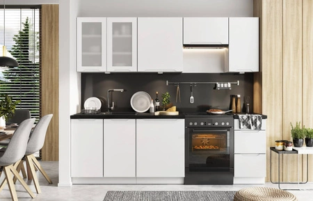 Szafka kuchenna wisząca Zova WS60GRF/2 SD biała szafka do kuchni z przeszkleniem z frontami otwieranymi do góry frezowane uchwyty