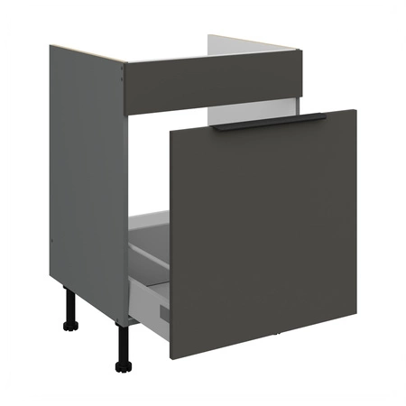 Zestaw mebli kuchennych Aversa Ant 300 cm stylowe szafki kuchenne z frontami wykonanymi w technologii anti fingerprint metalowe uchwyty