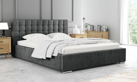 Łóżko tapicerowane Umiky 160x200 ciemny szary stylowe łóżko z pojemnikiem na pościel wygodny zagłówek zachwyca eleganckim designem