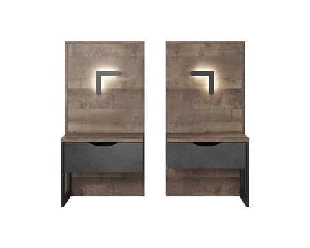 Szafki nocne z szufladą Holte dąb grange piaskowy / matera nowoczesny design mebla obrzeża szafek wykończone specjalną okleiną ABS