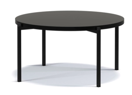 Stolik kawowy okrągły 84 cm Sampi czarny połysk ponadczasowy design solidna metalowa podstawa idealny stolik do każdej aranżacji