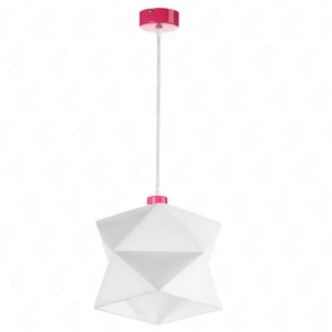 Lampa wisząca Quasar 20 cm biała / różowa designerska lampa sufitowa do salonu z bawełnianym abażurem i metalową podstawą