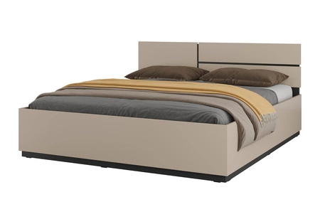 Łóżko Cross 180x200 cm ciemny beżowy idealne łóżko z pojemnikiem do stylowej sypialni z wysokim zagłówkiem
