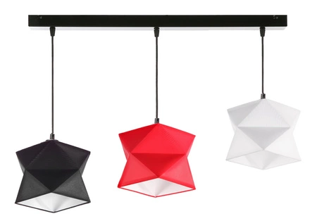 Lampa wisząca potrójna Quasar designerska lampa sufitowa do salonu z bawełnianym abażurem i metalową podstawą