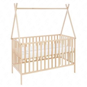 Łóżeczko niemowlęce Tipi 120x60 cm bukowe łóżeczko z ramką do pokoju niemowlęcego wykonane z litego drewna bukowego